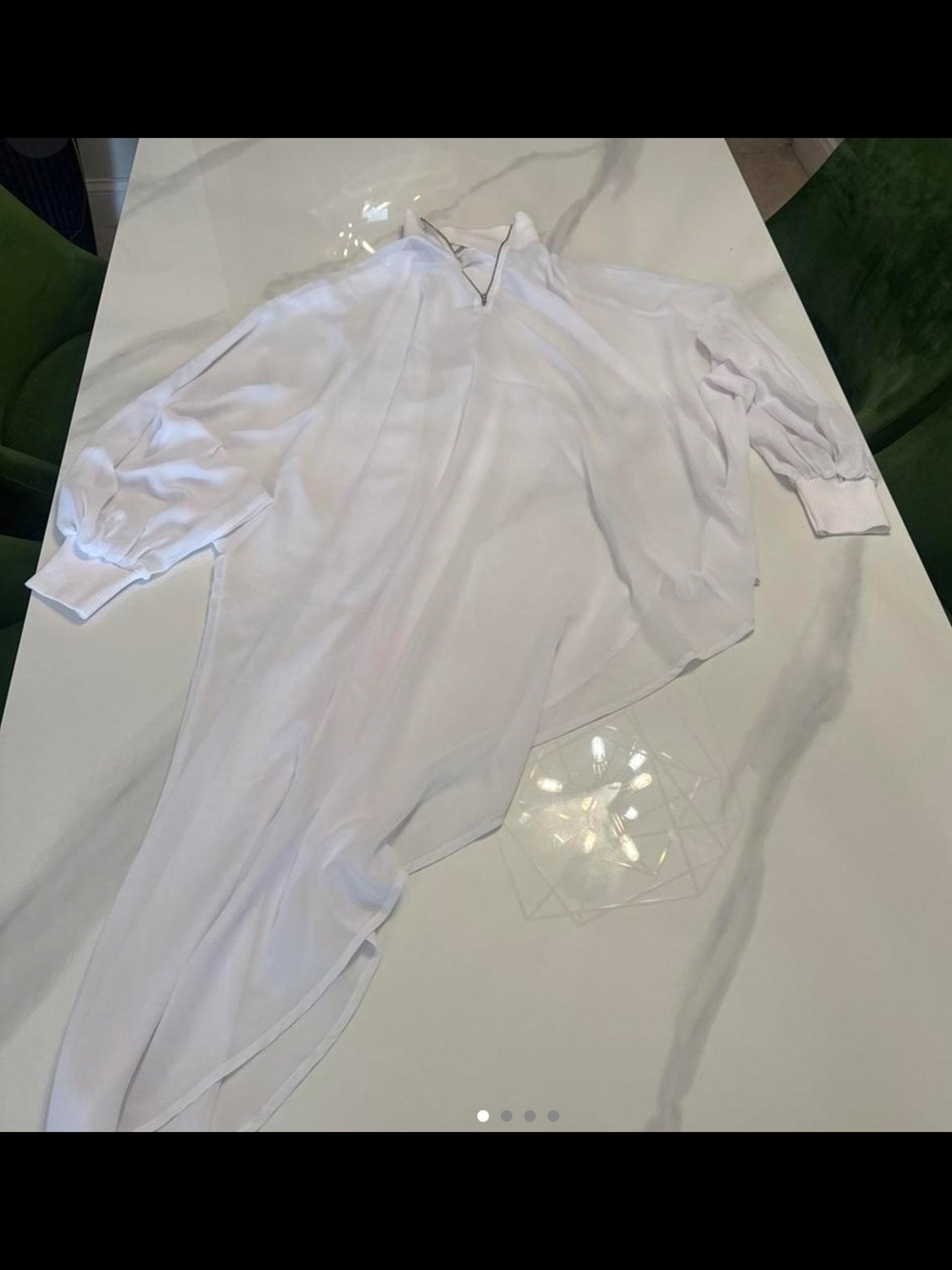AKIRA White Draped V-Neck Long Sleeve Top